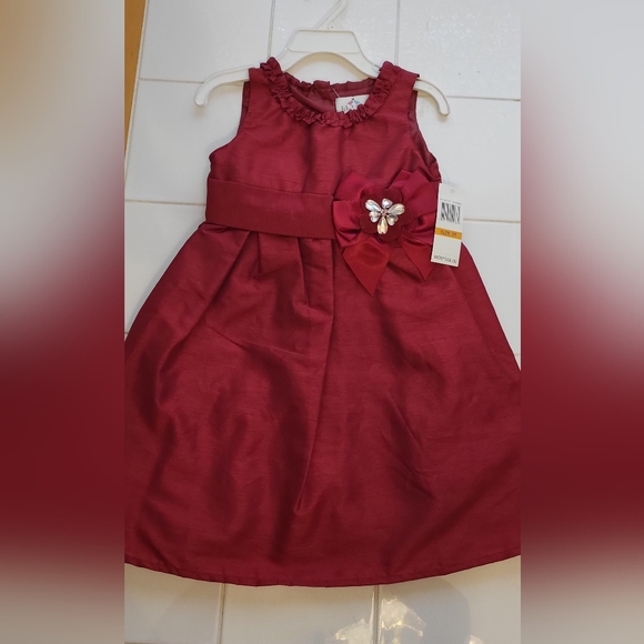New Lilly bird Burgundy Rhinestone flower dress size 3T - Picture 1 of 5